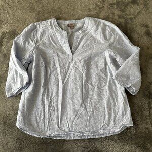Chico's 100% Cotton Swiss Dot Blouse Shirt Women's 2 US Large Blue Periwinkle